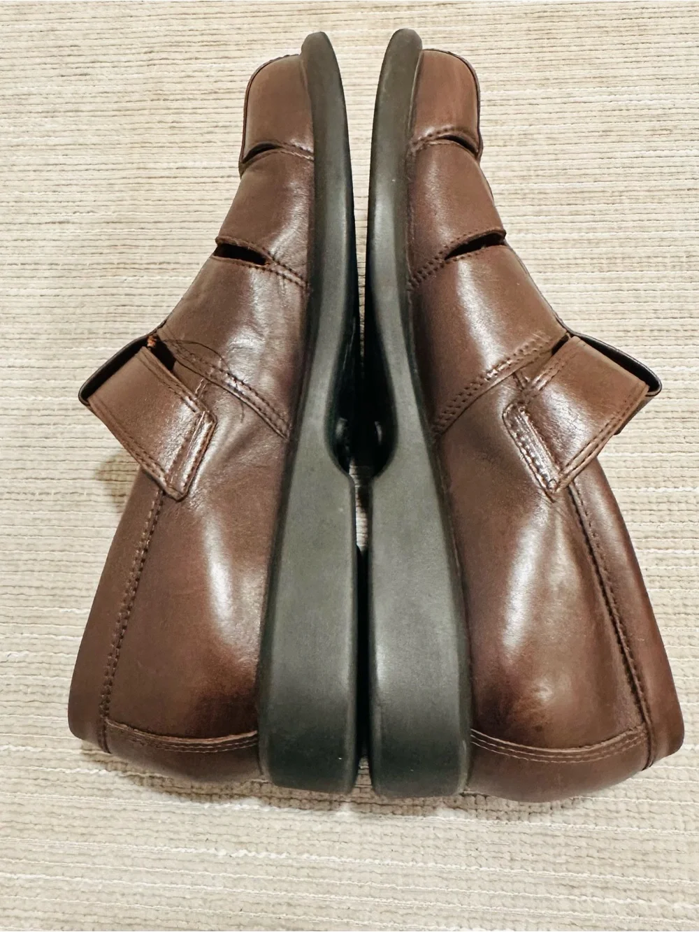 ECCO Men's Brown Leather Fisherman Sandals Casual Shoes US 7.5 $149.95 EUC *